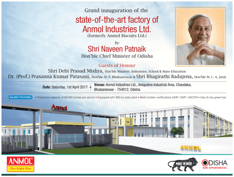 Inauguration of 7th Anmol Factory in Odisha